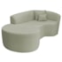 Kit Recamier Curvo Sala de Estar Inglaterra 150cm Lado Esquerdo e Poltrona Orgânica Luxo Luiza Max Bouclé Verde Oliva