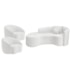 Kit Recamier Curvo Sala de Estar Inglaterra 180cm Lado Esquerdo e 2 Poltronas Orgânica Luxo Amore Bouclé Branco
