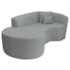 Kit Recamier Curvo Sala de Estar Inglaterra 180cm Lado Esquerdo e 2 Poltronas Orgânica Luxo Amore Bouclé Cinza