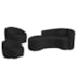 Kit Recamier Curvo Sala de Estar Inglaterra 180cm Lado Esquerdo e 2 Poltronas Orgânica Luxo Amore Bouclé Preto