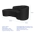 Kit Recamier Curvo Sala de Estar Inglaterra 180cm Lado Esquerdo e 2 Poltronas Orgânica Luxo Amore Bouclé Preto