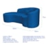 Kit Recamier Curvo Sala de Estar Inglaterra 180cm Lado Esquerdo e 2 Poltronas Orgânica Luxo Amore Linho Azul Royal