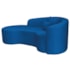 Kit Recamier Curvo Sala de Estar Inglaterra 180cm Lado Esquerdo e 2 Poltronas Orgânica Luxo Amore Linho Azul Royal