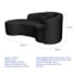 Kit Recamier Curvo Sala de Estar Inglaterra 180cm Lado Esquerdo e 2 Poltronas Orgânica Luxo Amore Linho Preto