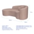 Kit Recamier Curvo Sala de Estar Inglaterra 180cm Lado Esquerdo e Poltrona Orgânica Luxo Amore Linho Rose