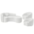 Kit Recamier Curvo Sala de Estar Inglaterra 200cm Lado Direito e 2 Poltronas Orgânica Luxo Amore Bouclé Branco