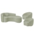 Kit Recamier Curvo Sala de Estar Inglaterra 200cm Lado Direito e 2 Poltronas Orgânica Luxo Amore Bouclé Verde Oliva