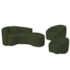 Kit Recamier Curvo Sala de Estar Inglaterra 200cm Lado Direito e 2 Poltronas Orgânica Luxo Amore Linho Verde