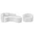 Kit Recamier Curvo Sala de Estar Inglaterra 200cm Lado Direito e Poltrona Orgânica Luxo Amore Bouclé Branco