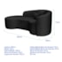 Kit Recamier Curvo Sala de Estar Inglaterra 200cm Lado Esquerdo e 2 Poltronas Orgânica Luxo Amore Linho Preto