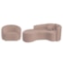 Kit Recamier Curvo Sala de Estar Inglaterra 200cm Lado Esquerdo Poltrona Orgânica Luxo Amore Linho Rose