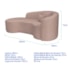 Kit Recamier Curvo Sala de Estar Inglaterra 200cm Lado Esquerdo Poltrona Orgânica Luxo Amore Linho Rose