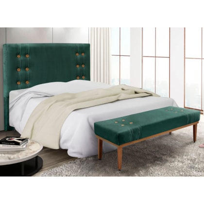 Kit Recamier e Cabeceira Santorini SPZ 160cm Veludo Verde