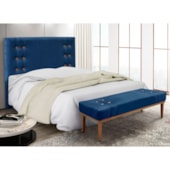 Kit Recamier e Cabeceira Santorini SPZ 195cm Suede Azul Marinho