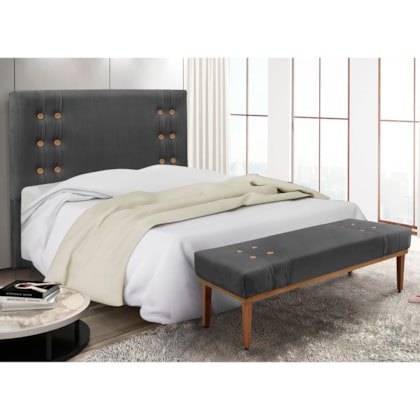 Kit Recamier e Cabeceira Santorini SPZ 195cm Suede Cinza