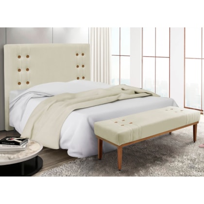 Kit Recamier e Cabeceira Santorini SPZ 195cm Veludo Bege