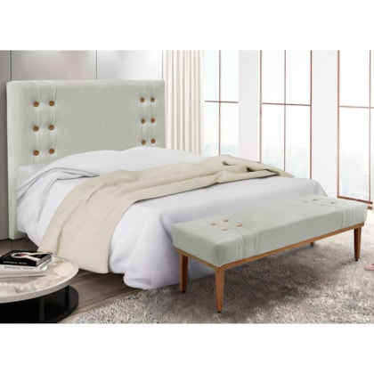 Kit Recamier e Cabeceira Santorini SPZ 195cm Veludo Prata