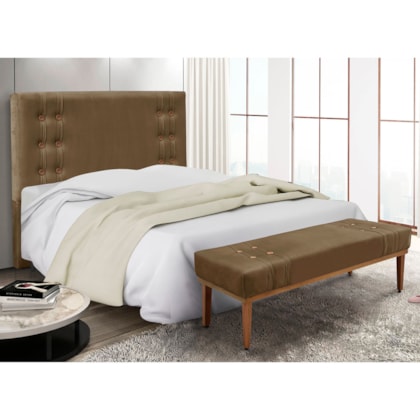 Kit Recamier e Cabeceira Santorini SPZ 90cm Suede Caramelo