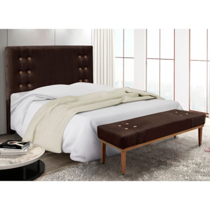 Kit Recamier e Cabeceira Santorini SPZ 90cm Suede Marrom