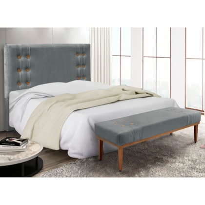 Kit Recamier e Cabeceira Santorini SPZ 90cm Veludo Cinza