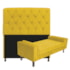 Kit Recamier Sofá Calçadeira Divã Félix 140 cm e Cabeceira Estofada Lady 140 cm Para Cama Box Casal Suede Amarelo - AM Decor