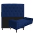 Kit Recamier Sofá Calçadeira Divã Félix 140 cm e Cabeceira Estofada Lady 140 cm Para Cama Box Casal Suede Azul Marinho - AM Decor