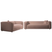 Kit Sofá 2 Lugares 160cm e Poltrona Decorativa Escritório Orgânico Cecília Linho Rose