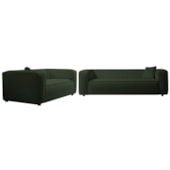 Kit Sofá 2 Lugares 160cm e Poltrona Decorativa Escritório Orgânico Cecília Linho Verde