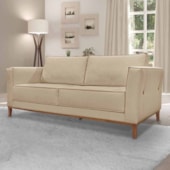 Kit Sofá 2 lugares 170 cm e Poltrona Sala de Estar Recepção Escritório Dinamarca SPZ Linho Dourado