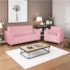 Kit Sofá 2 Lugares e 2 Poltronas Denver Suede Rosa Bebê - AM Decor