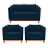 Kit Sofá 2 Lugares e 2 Poltronas Europa Suede Azul Marinho AM Decor