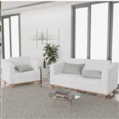 Kit Sofá 2 Lugares e 2 Poltronas Europa Suede Branco AM Decor