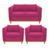 Kit Sofá 2 Lugares e 2 Poltronas Europa Suede Pink AM Decor