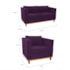 Kit Sofá 2 Lugares e 2 Poltronas Europa Suede Roxo AM Decor