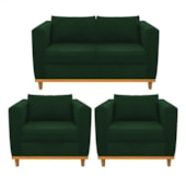 Kit Sofá 2 Lugares e 2 Poltronas Europa Suede Verde AM Decor