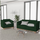 Kit Sofá 2 Lugares e 2 Poltronas Europa Suede Verde AM Decor