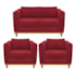 Kit Sofá 2 Lugares e 2 Poltronas Europa Suede Vermelho AM Decor