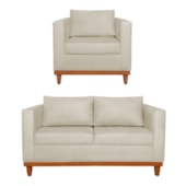 Kit Sofa 2 Lugares e Poltrona Europa Bouclé Bege - Amarena Móveis