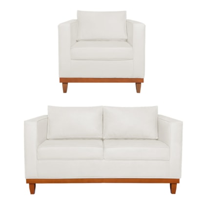 Kit Sofa 2 Lugares e Poltrona Europa Bouclé Branco - Amarena Móveis