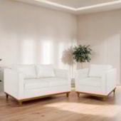Kit Sofa 2 Lugares e Poltrona Europa Bouclé Branco - Amarena Móveis