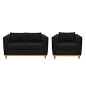 Kit Sofá 2 Lugares e Poltrona Europa Corano Preto AM Decor