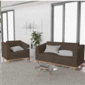 Kit Sofá 2 Lugares e Poltrona Europa Suede Marrom AM Decor