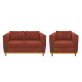 Kit Sofá 2 Lugares e Poltrona Europa Suede Terracota AM Decor