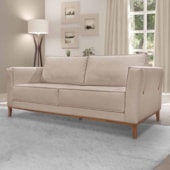 Kit Sofá 3 lugares 190 cm e Poltrona Sala de Estar Recepção Escritório Dinamarca SPZ Linho Rústico Areia