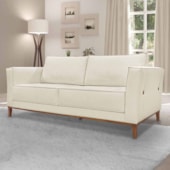 Kit Sofá 3 lugares 190 cm e Poltrona Sala de Estar Recepção Escritório Dinamarca SPZ Linho Rústico Natural