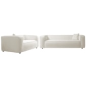 Kit Sofá 3 Lugares 200cm e Poltrona Decorativa Escritório Orgânico Cecília Bouclé Branco - Amarena Móveis
