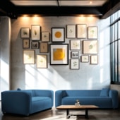 Kit Sofá 3 Lugares 200cm e Poltrona Decorativa Escritório Orgânico Cecília Linho Azul Royal - Amarena Móveis