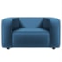 Kit Sofá 3 Lugares 200cm e Poltrona Decorativa Escritório Orgânico Cecília Linho Azul Royal - Amarena Móveis