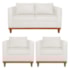 Kit Sofa 3 Lugares e 2 Poltronas Europa 180 cm Bouclé Branco - Amarena Móveis