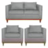 Kit Sofa 3 Lugares e 2 Poltronas Europa 180 cm Bouclé Cinza - Amarena Móveis